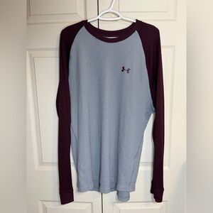 Sold*Under Armour men’s XXL Gray and Maroon Waffle Knit long sleeve Shirt